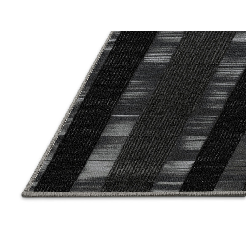 Machine Washable Checkered Gray Area Rug, Round 5'
