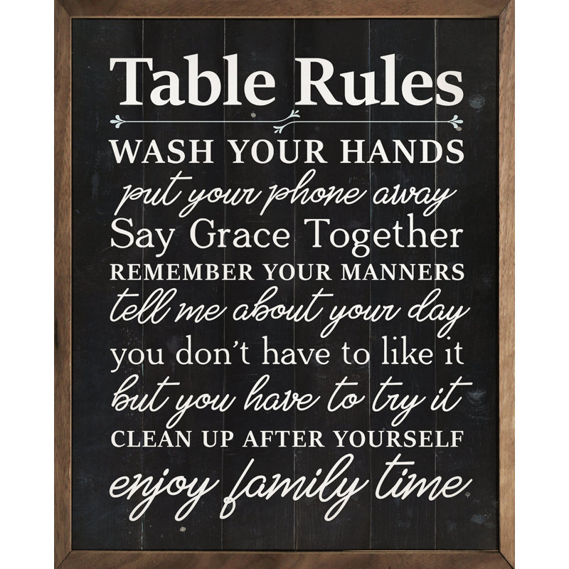 Table Rules, H 10 po x l 8 po, Black
