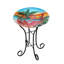 Bain d'oiseaux en verre 22,5 po H avec support en métal, mangeoire d'extérieur pour bain d'oiseaux Flamingo