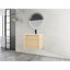Meuble-lavabo de 24 po avec lavabo en céramique blanche, porte simple à fermeture en douceur, garniture en kd, contreplaqué, chêne américain - Design contemporain, salle de bain paisible, fonctionnement en douceur, meuble-lavabo avec rangement, silen