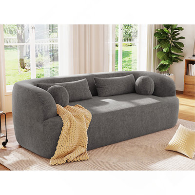 Canapé 86 po en osier de 86 po, canapé rembourré avec coussins, canapé nuage incurvé sans assemblage avec mousse haute densité, canapé 3 places de luxe moderne et compressé pour le salon et la vie en appartement