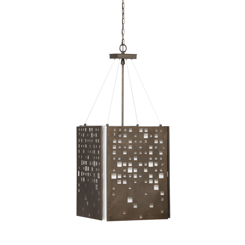 Lustre rectangulaire à 4 lumières avec abat-jour City Lights