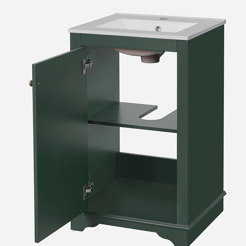 Meuble-lavabo avec porte en céramique 20 po, meuble-lavabo avec porte, Vert