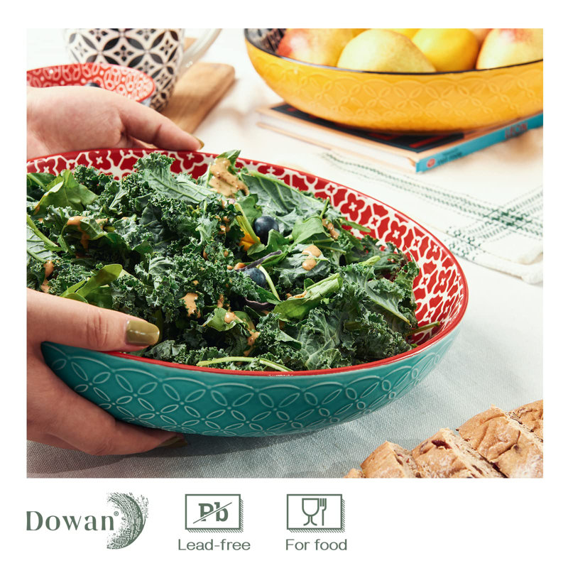 Vibrant Multicolor Ceramic Serving Bowls Set for Salad and Pasta