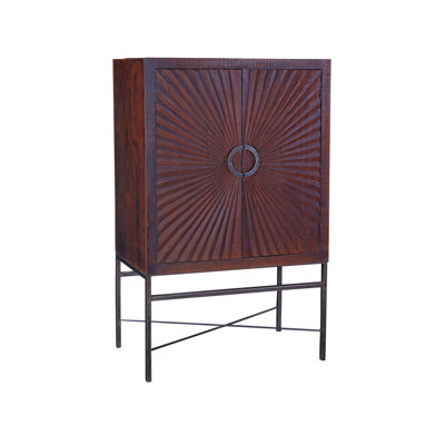 Sunburst Bar Cabinet, Made with Solid Wood and Metal, 39x19x61 by Designe Gallerie