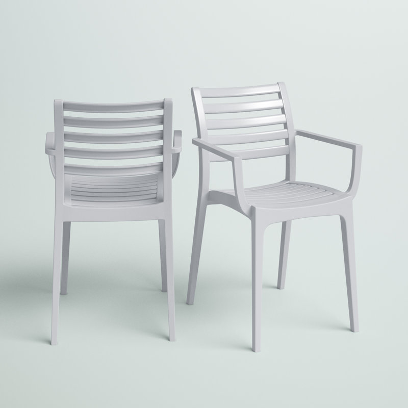 Melissus Stacking Patio Dining Armchair, Silver Gray
