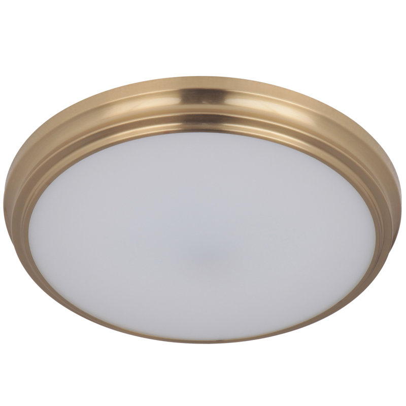 Plafonnier encastré 1 lumière DEL , Laiton satiné, H 1,13 po x l 11 po x P 11 po