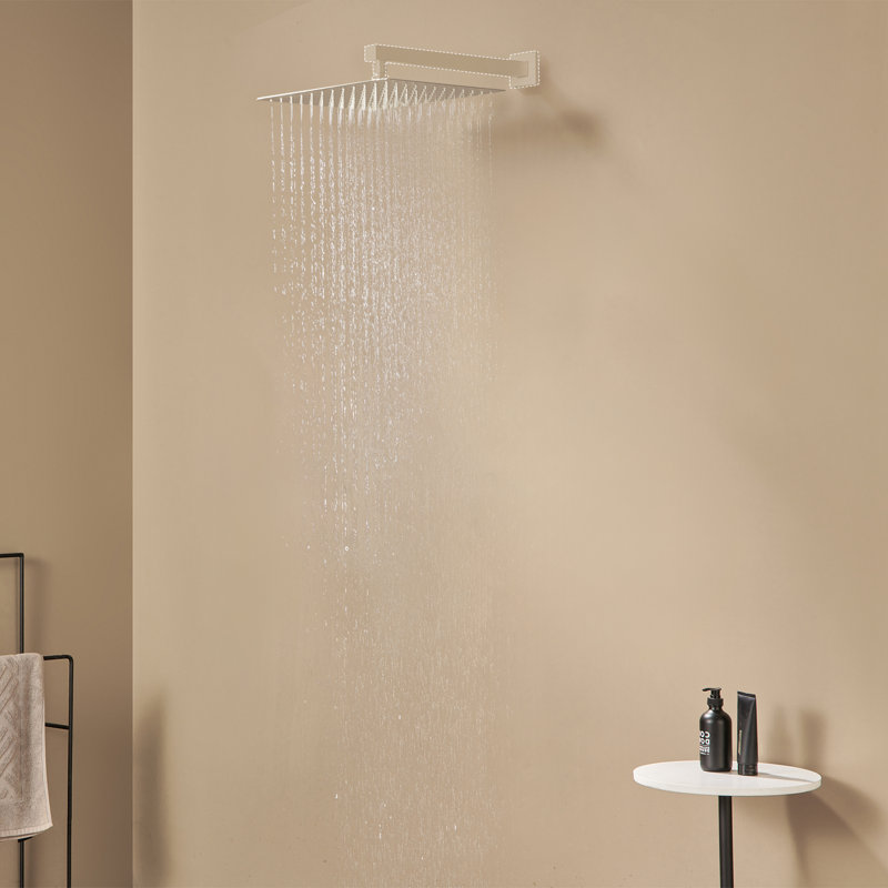 12" 304 Stainless Steel Rain Shower Head, Square, Brushed Nickel
