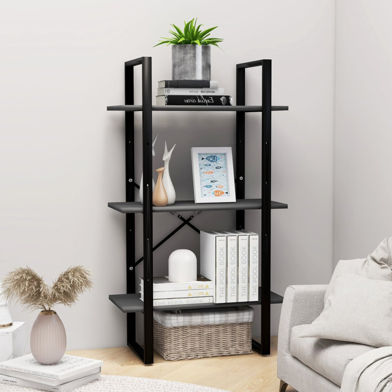 Tablette de rangement en bois d'ingénierie 23,6 po x 11,8 po x 41,3 po, gris