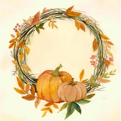 " Fall Farm Wreath " Painting Print