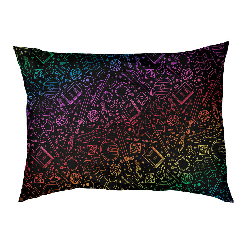 Coussin Byrge, Petit (l 29,5 po x P 19,5 po x H 9,5 po), Noir / Jaune / Rose
