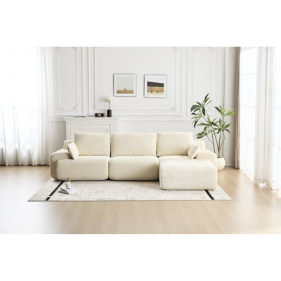 Canapé modulaire à 3 places en mousse viscoélastique beige, pour animaux de compagnie, personnalisable, sans assemblage pour le salon Canapé modulaire très profond à compression, assemblage, espaces multiples idéaux