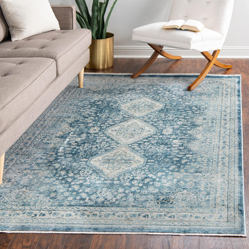 Tapis bleu marine Alabama, Rectangle 9 pi 1 po x 12 pi