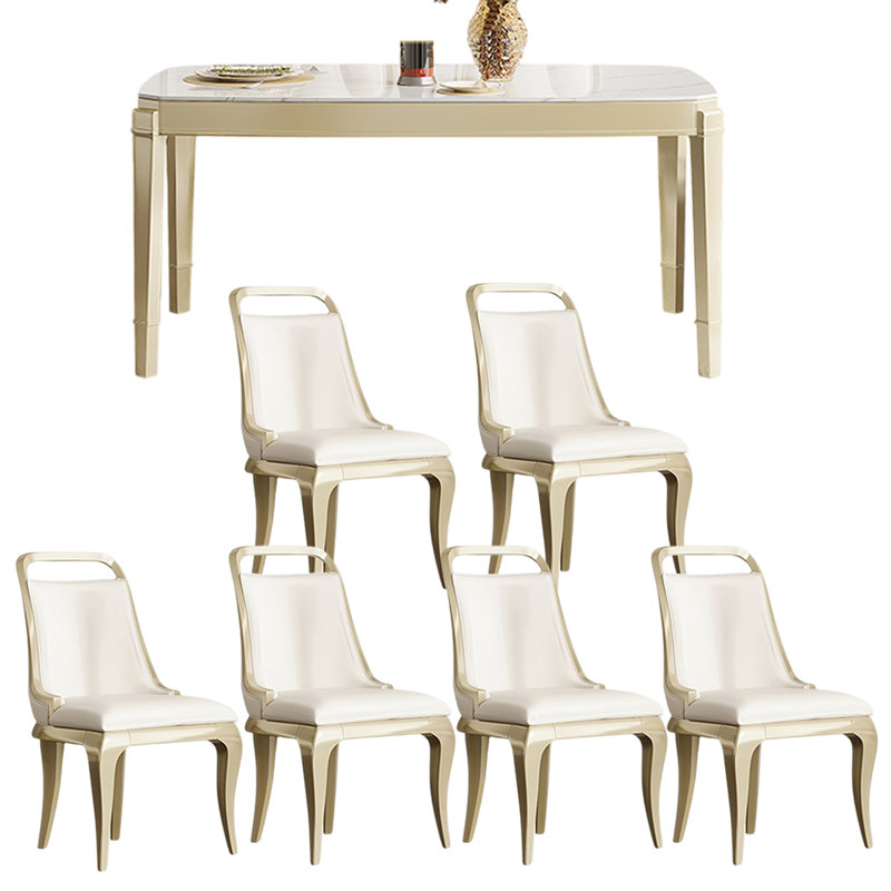 French style modern rectangular dining table sets, 31.1"H x 55.1"L x 31.5"W