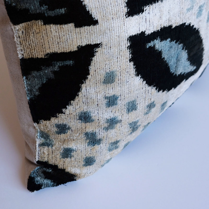 Kara Feather Throw Pillow, 20" x 20", Black/Gray/White Geometric 5