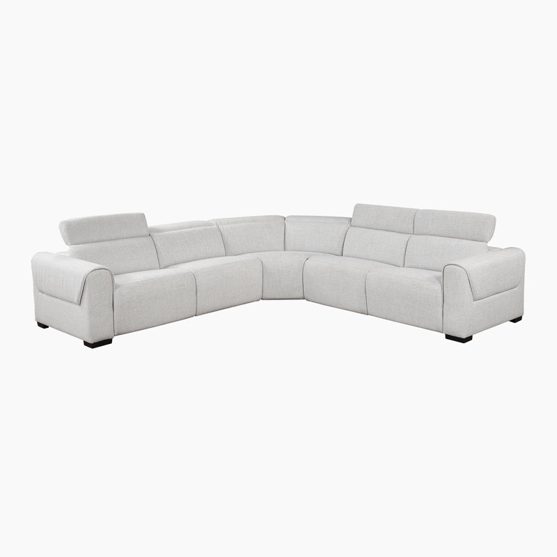  Canapé modulaire inclinable électrique en chenille de 123,5 po avec accoudoirs, prises USB et prises de courant et mousse confortable haute densité Clematis