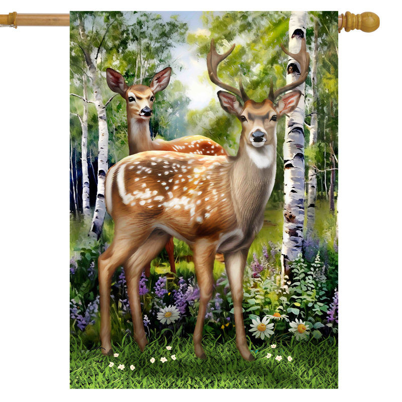 Cerf dans le drapeau de la maison de la forêt