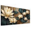 Fleurs de lotus crème avec feuilles bleu sarcelle, ensemble de 3 toiles-131991184
