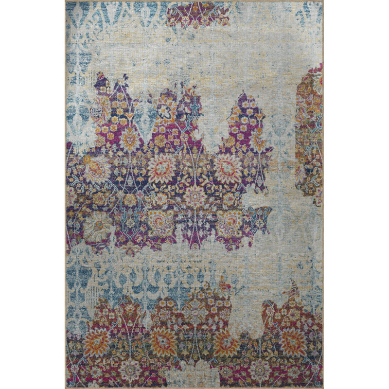 Tapis décoratif moderne et multicolore à motif floral abstrait et créatif, Tapis de couloir 4 pi x 8 pi 3 po