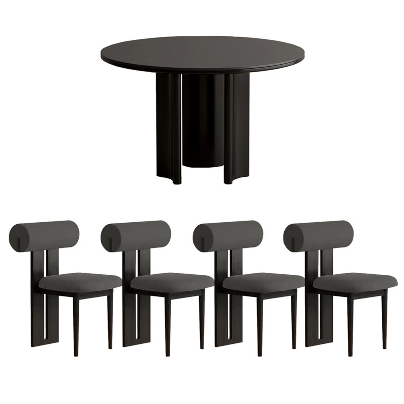Italian simple round dining table sets, Black