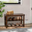 Banc de rangement à chaussures à 3 niveaux en bambou, range-chaussures de rangement d'une capacité de 300 lb, banc d'entrée polyvalent pour le balcon de la chambre à coucher du salon