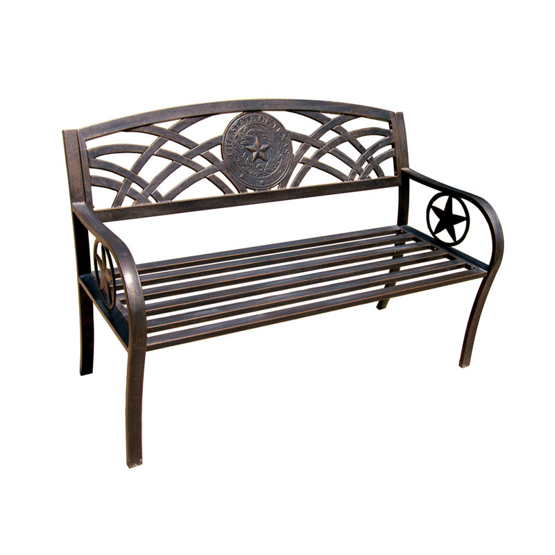 Banc de jardin en acier inoxydable Mooneyham Texas State Seal