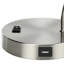 H 17 po, lampe de table, port USB inclus, nickel métallique, abat-jour en nickel, moderne, éclairage, lampe de table
