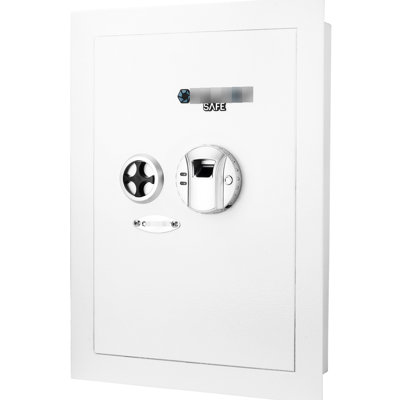 Coffre-fort mural biométrique blanc - Module de 120 empreintes digitales, étagères réglables, construction robuste en acier avec compartiment amovible Espace 2 pour un rangement supplémentaire