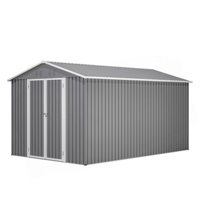 8 x 12 FT Large Metal Storage Shed with Aluminium Frame and Lockable Doors for Backyard, Garden, Patio and Lawn