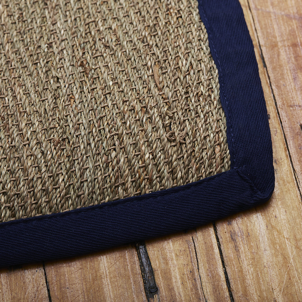 Natural Blue Seagrass Rug, Runner 2'6" x 6'