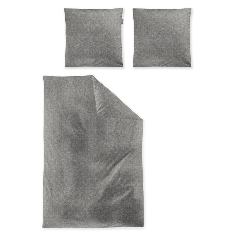 Fleece cotton bed linen set Mink 8835, Silver, 155 x 220cm - 1 Pillowcase ( 80 x 80cm)
