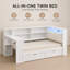 Lit plateforme en bois blanc beige, bureau de chargement avec tiroirs de rangement-1647238880-1647238910