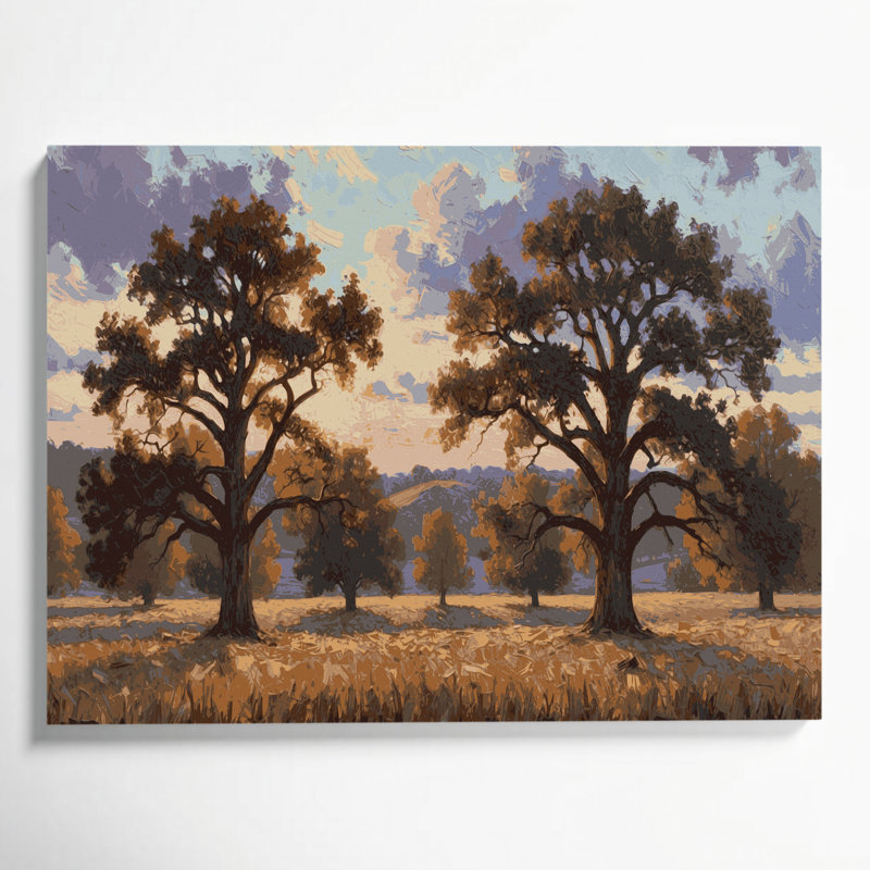 «Farm Oak Trees», art mural sur toile noire, H 11 po x l 14 po