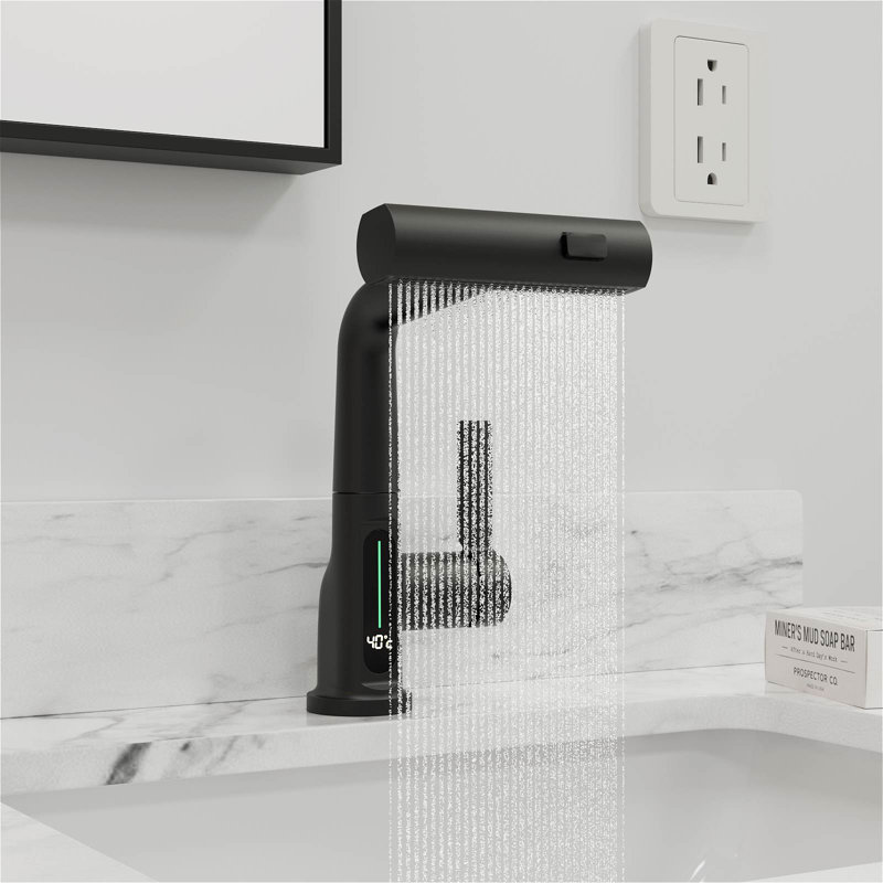 Robinet de lavabo à 3 modes de débit d'eau avec affichage de la température