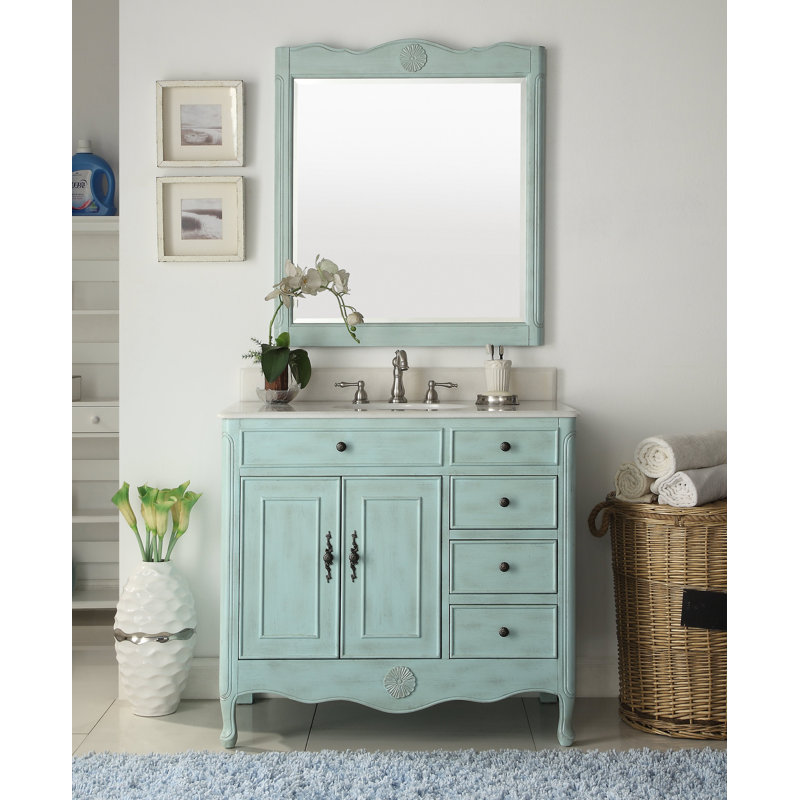 Ensemble de meuble-lavabo simple 38 po Medina, Bleu clair vieilli