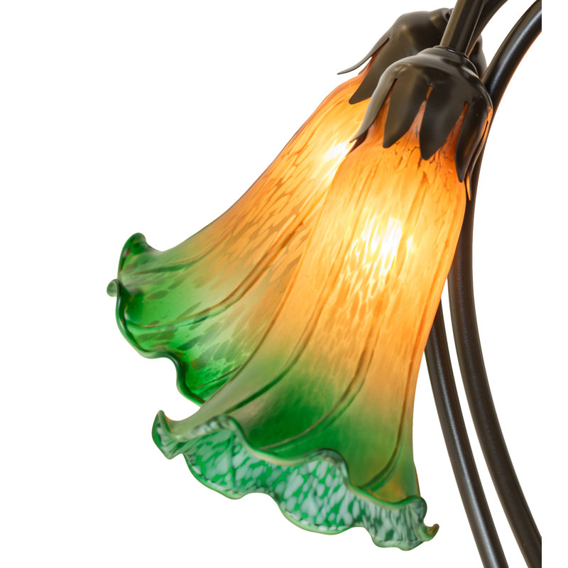 Tiffany Table Lamp, In-Line, Green/Amber