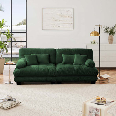 4-Seater Sectional Sofa Modular Deep Seat Sofa Couch , Chenille Sofa Comfy Upholstered Sofa For Living Room, Apartment, Studio, Office,Chenille Green
