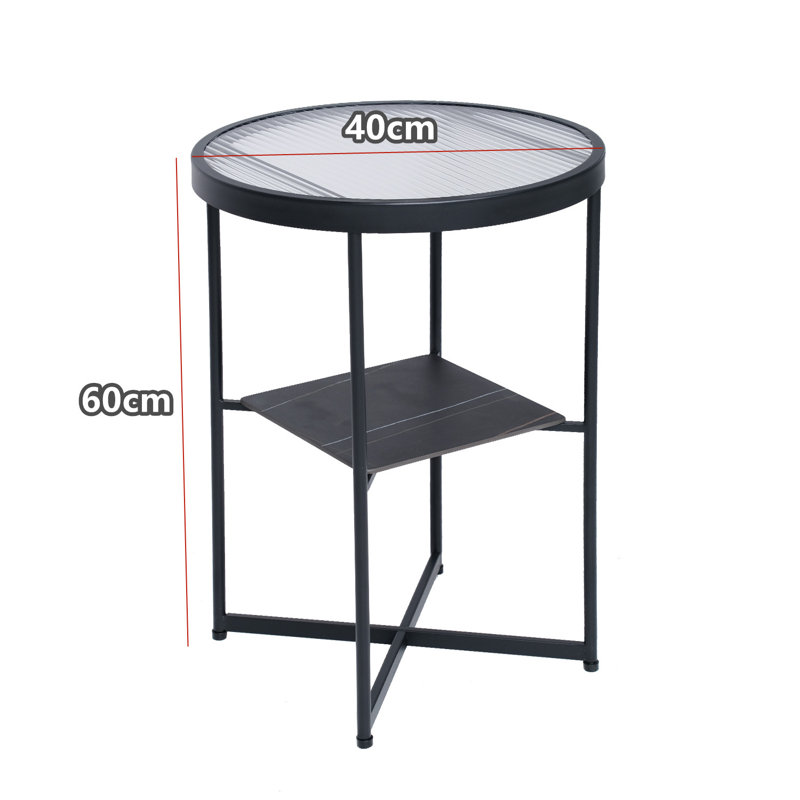 Glass Top End Table, 23.6" H x 15.7" W x 15.7" D