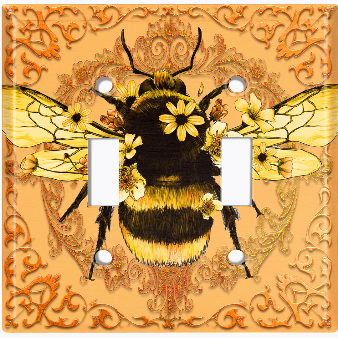 Patterned 2 - Gang Toggle Light Switch Standard Wall Plate WorldAcc