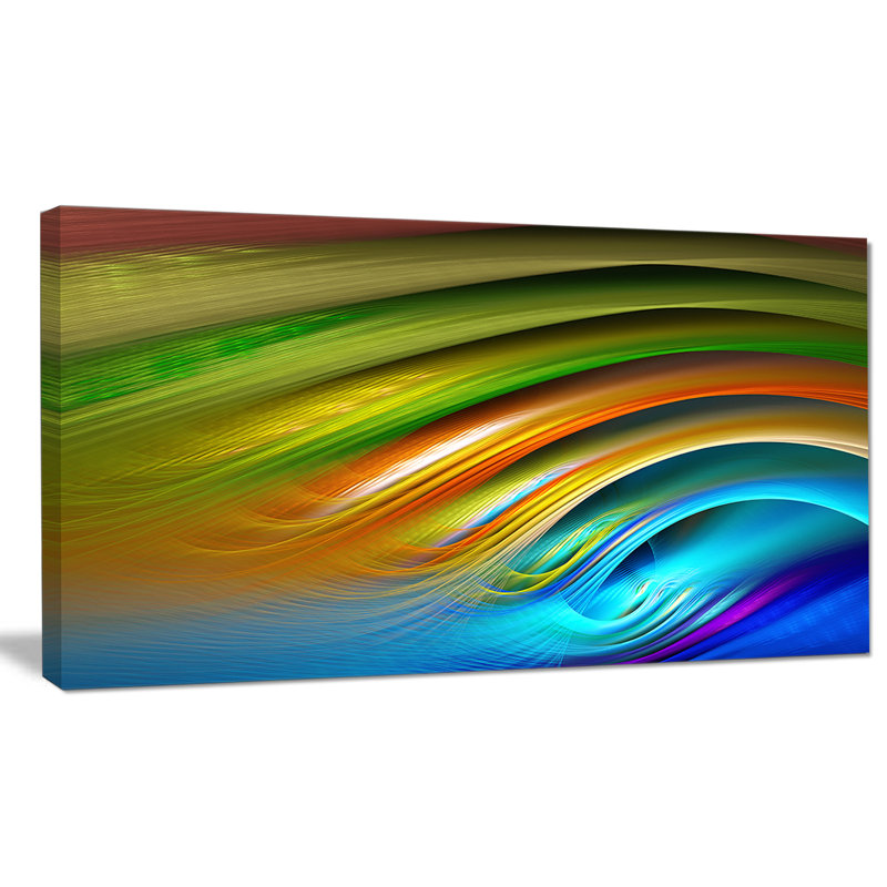 Ondulations colorées, impression d’art graphique sur toile tendue, H 16 po x l 32 po x p 1 po