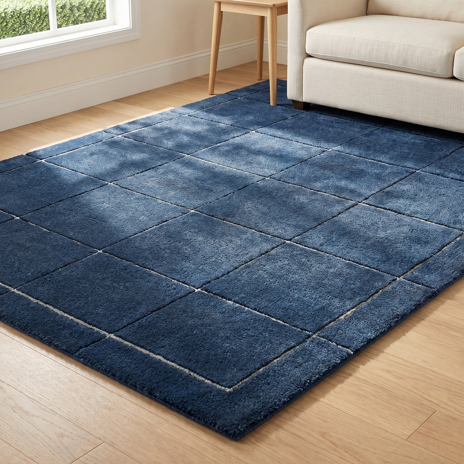 Mallory Hand-Tufted Marine Blue Geometric Rug, Rectangle 8' x 10'