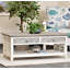 Table basse au fini gris pommelé et blanc