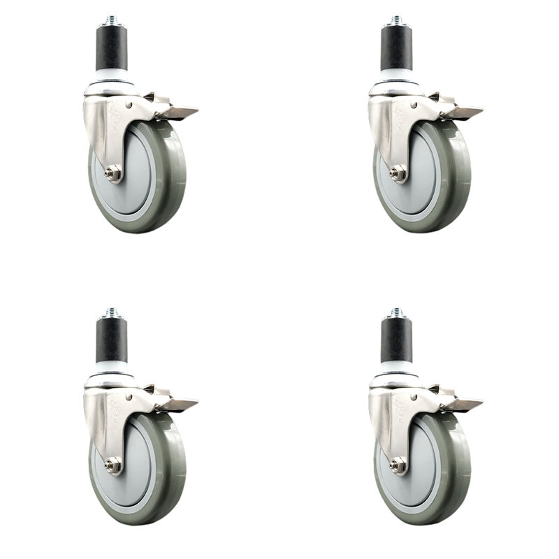Roulettes pivotantes, H 5 po x l 5 po, gris