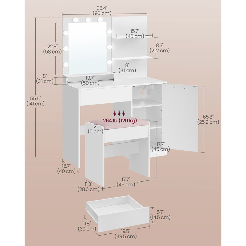 Table de coiffeuse, Blanc