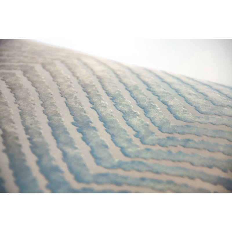 Chevron Velvet Pillow Cover & Insert, 20"H x 20"W, Robin's Egg
