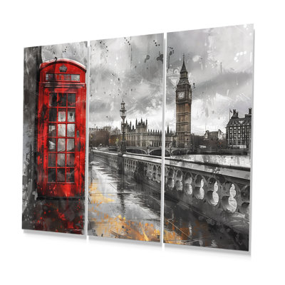 Cabine téléphonique rouge avec ensemble Big Ben Of London I - City London Wall Ar