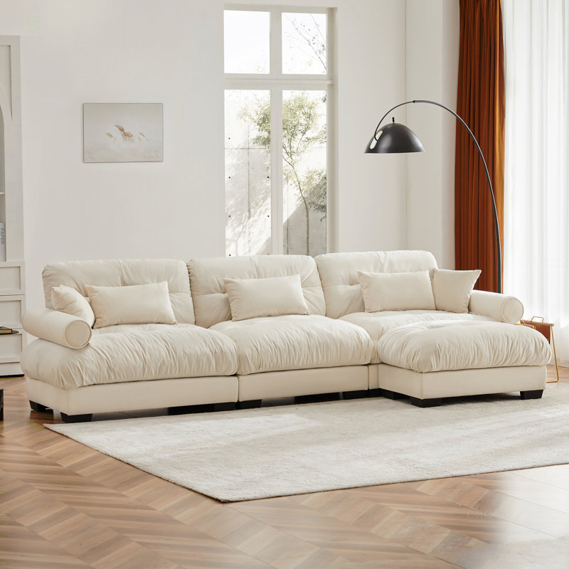  Canapé modulaire en velours surdimensionné Comfort, Velours crème