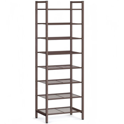 Étagère à chaussures robuste en métal à 8 niveaux, organisateur de rangement pour chaussures pour petits espaces de vestibule, support à chaussures vertical pour chaussures à 18 paires, assemblage facile, bronze