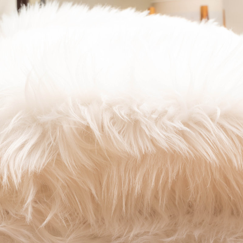 Diller White Faux Sheepskin Fur Machine Washable Shag Fluffy Area Rug, Runner 2' x 6'