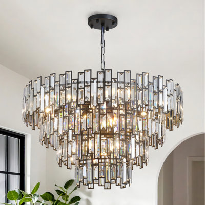 15-Light Crystal Dimmable Tiered Chandelier